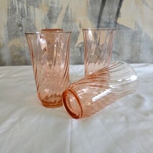 Vintage set of pink swirl ARCOROC tumblers